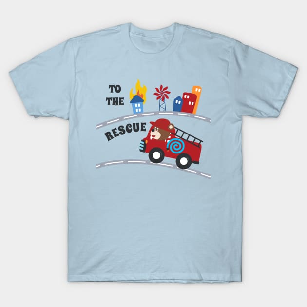 Fire rescue car with funny firefighter, T-Shirt by KIDS APPAREL